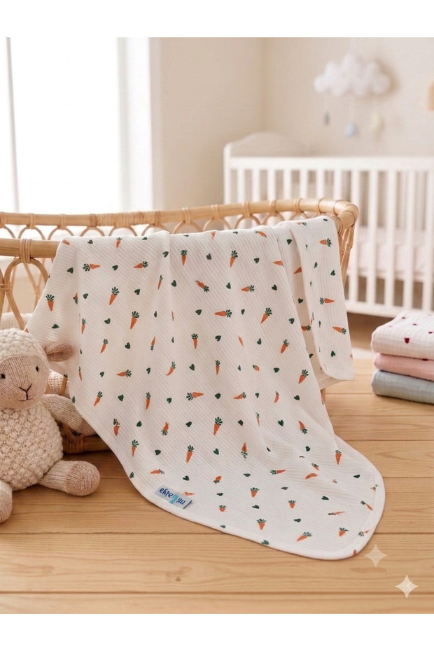 Newborn Baby Blanket Cotton Single-Layer Ribbed Combed Cotton Stroller Cover 80*90