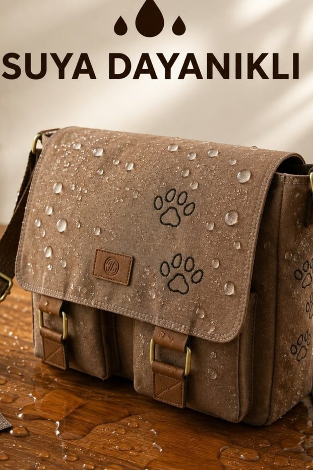 Waterproof Canvas Brown Paw Business School Briefcase Laptop Bag