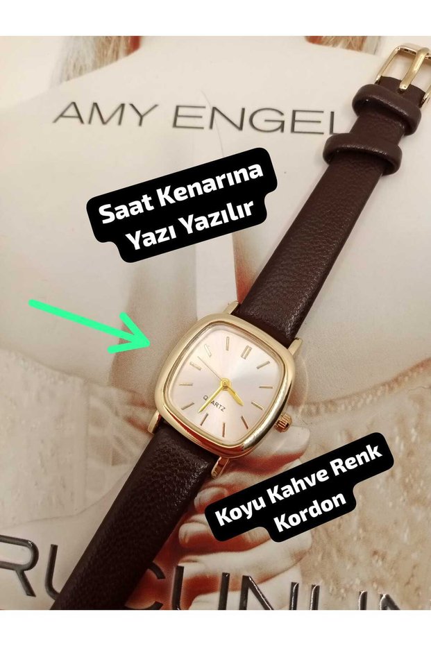 Women's Wristwatch.. Retro Vintage.. Oval Square Gold Case - Dark Brown Cord