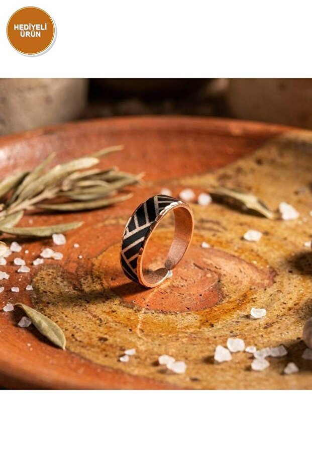 100% Handmade Copper | Copper Black and White Modern Patterned Adjustable Ring | 100% Handmade Copper 6