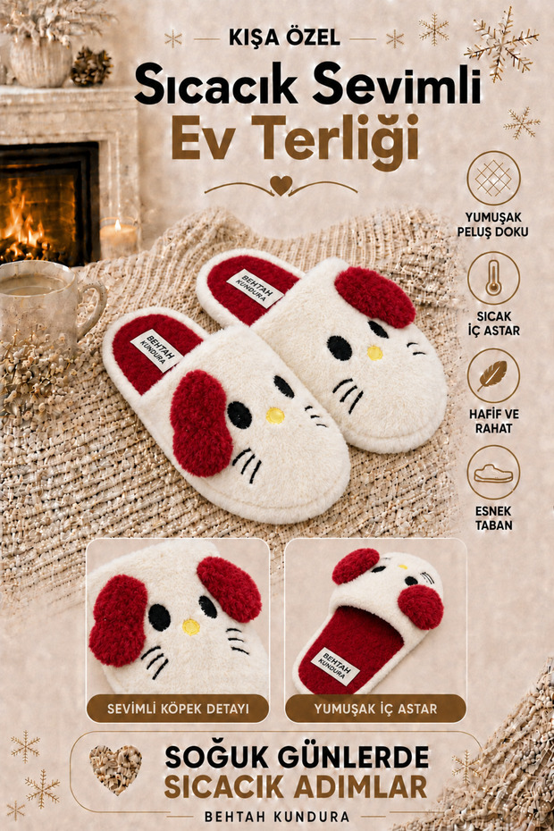 Fluffy Silent Sole Hello K Figured House Slippers Furry Slippers
