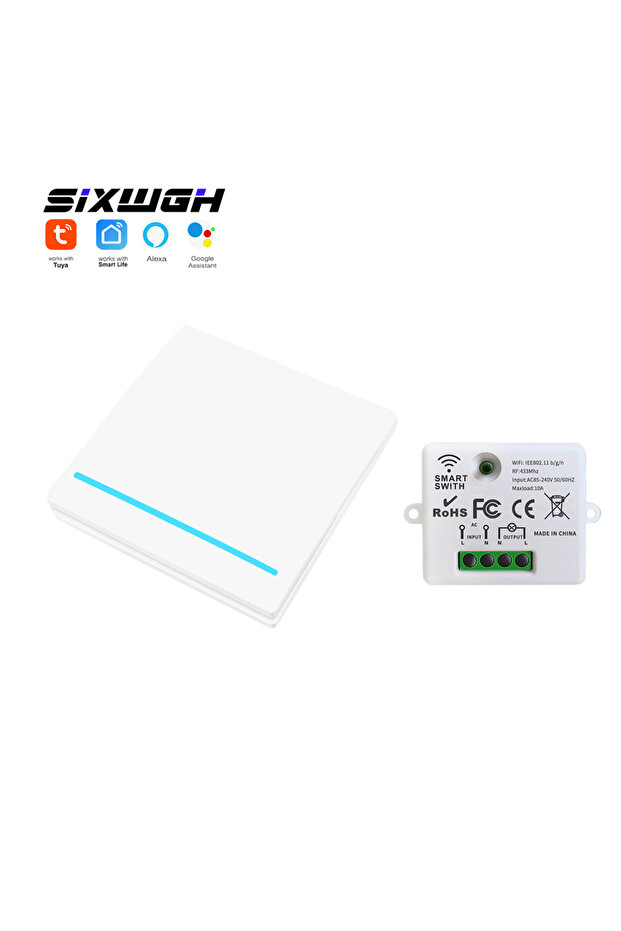 1Gang 1Receiver W Tuya WiFi Wireless Switch 1/2/3 Gang RF433MHz Voice Control Compatible with Google
