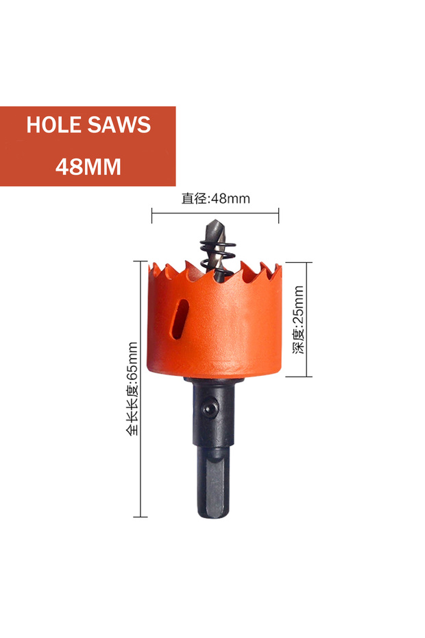 48mm 1pc 16-100mm HSS Steel Drilling Hole Saw Drill Bit Cutter Bi-Metal for Aluminum Iron Stainless