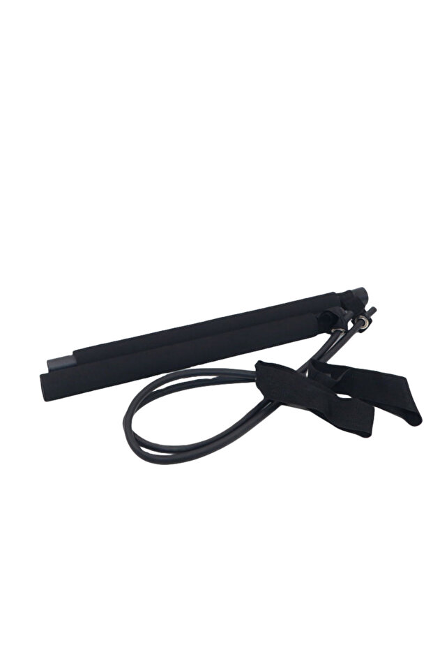 black Pilates Stick - Adjustable Fitness Bar for Home Workout, Yoga, Stretching & Toning - Portable
