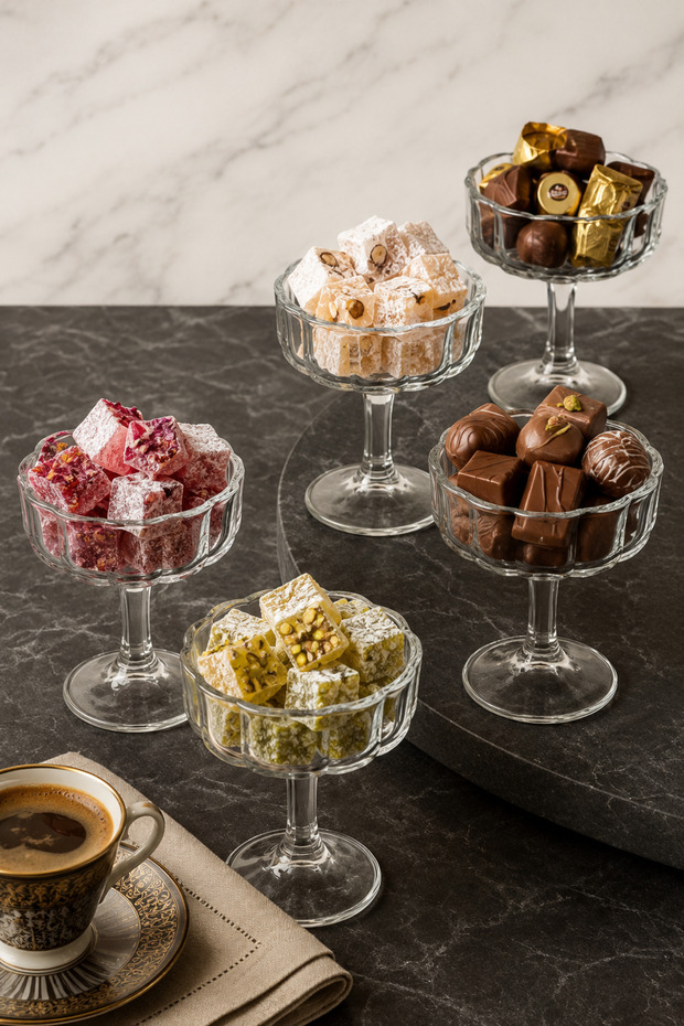 6-Piece Glass Coffee Side Presentation Stand, 50ml, Stylish and Convenient Design