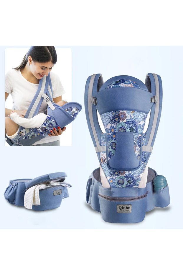 Cowboy blue flower Newborn Ergonomic Baby Carrier Backpack Infant Baby Hipseat Carrier Front Facing