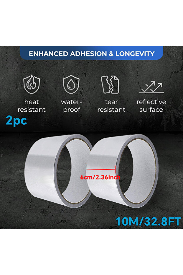 10M 60mmx10mx2pc Self Adhesive Aluminum Foil Tape Waterproof Oil Proof and Mold Resistant for Kitche