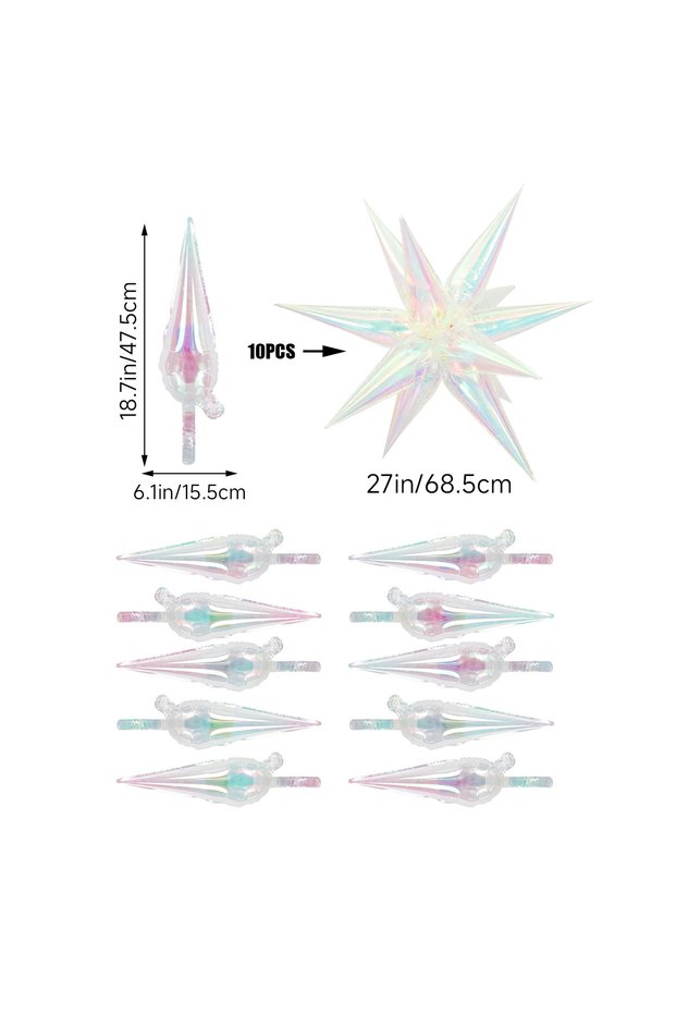 Other 10 pcs diy Star 10 Pcs Laser Colorful Transparent Teardrop and Cone Foil Balloons, DIY Hologra