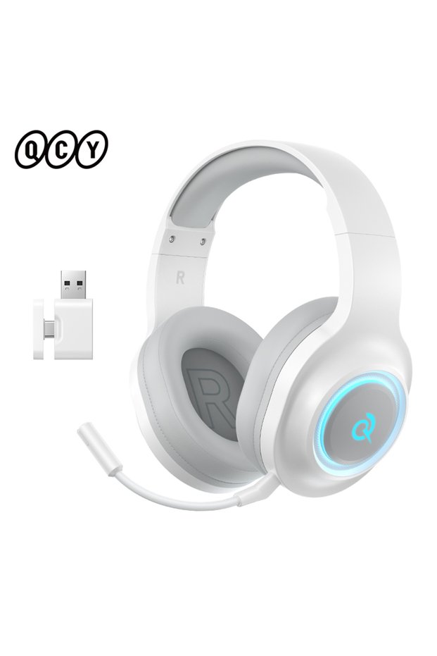 QCY WHITE QCY Heroad V200 Over Ear Headphones 50mm Driver 7.1 Surround Sound Headset Wireless Blueto