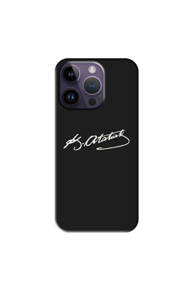 Apple iPhone 14 Pro Compatible Case Ataturk Signature Silicone Case (Printed)