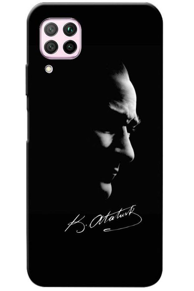 Huawei P40 Lite Compatible Case Mustafa Kemal Atatürk Black Silicone Case (Printed)