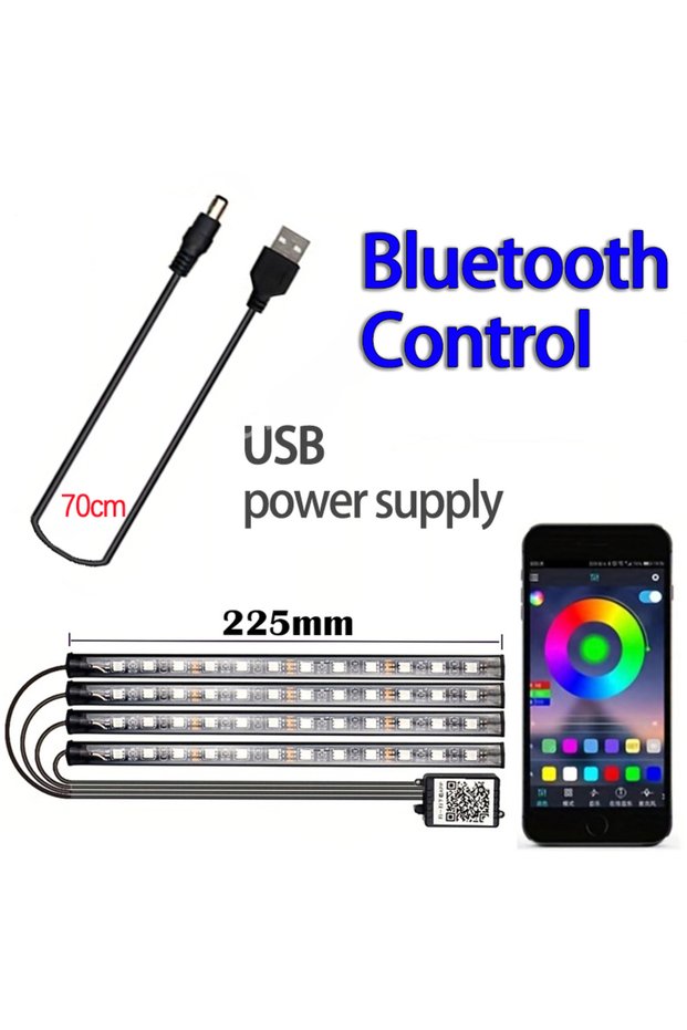 APP Cotrnol USB LED Car Music Light Strip 48LEDs USB Smart Bluetooth APP Control Waterproof Multi-co