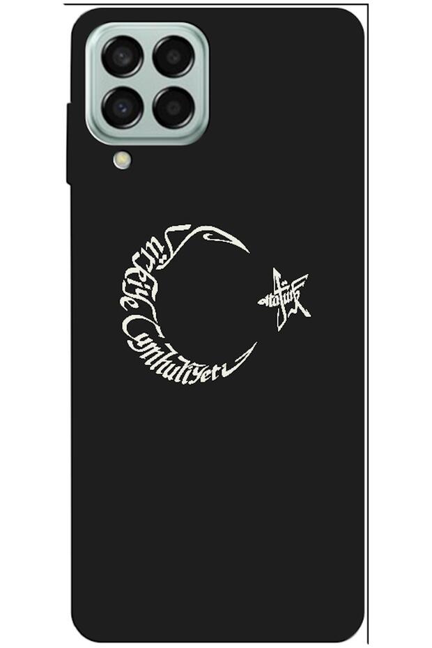 Samsung Galaxy M33 5g Compatible Case Moon Star and Atatürk Silicone Case (Printed)