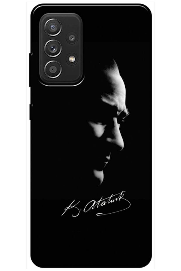 Samsung Galaxy A72 Compatible Case Mustafa Kemal Atatürk Black Silicone Case (Printed)
