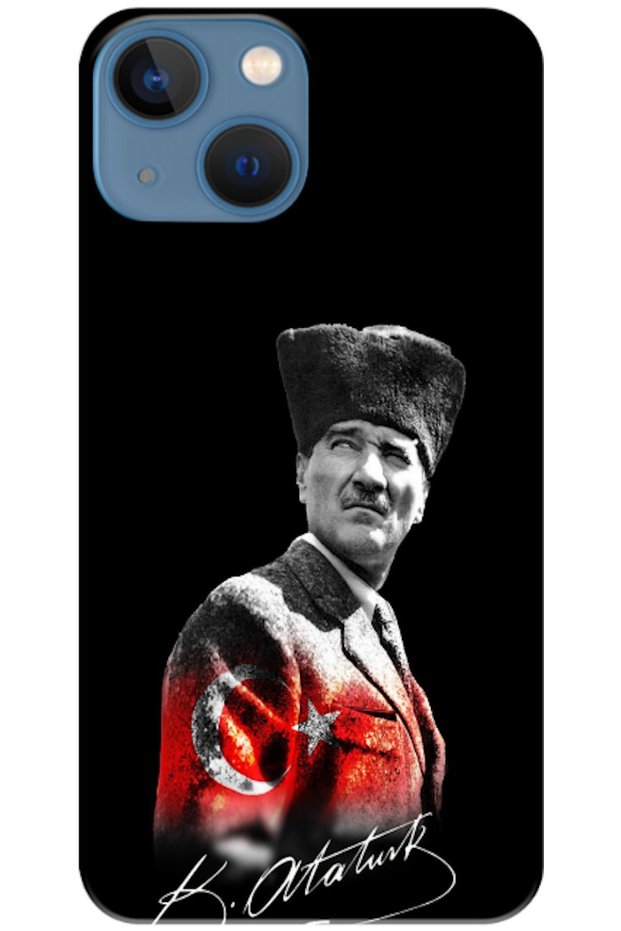 Apple iPhone 13 Mini Compatible Case Mustafa Kemal Atatürk Design V2 Silicone Case (Printed)