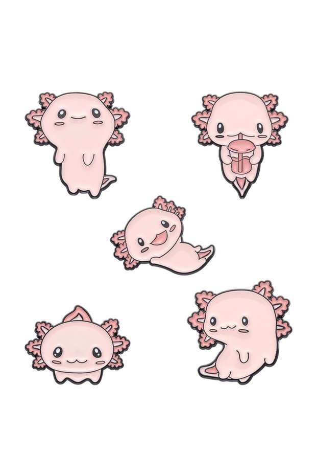 Set 2 3-10pcs/set Cute Marine Creatures Collection Enamel Pins Axolotl Sharks Cartoon Animal Brooch