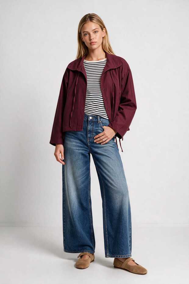 Short Poplin Trench Coat Lby0069 Bordo