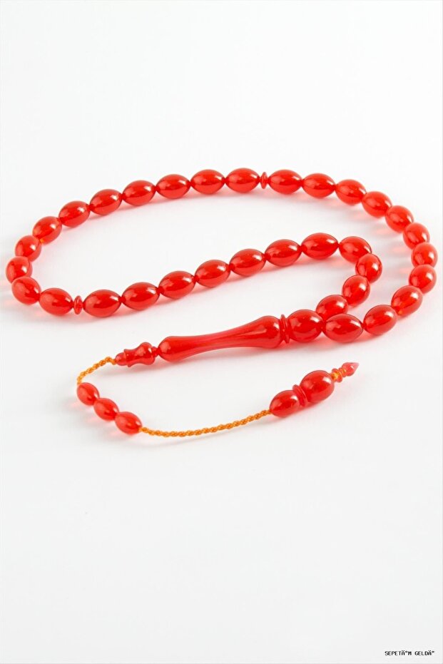 Spt-Gld Olive Shaped Plastic Prayer Beads 8X11 (41440) mm Red