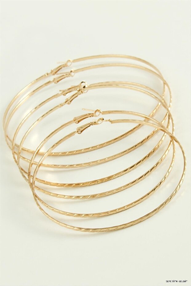 Spt-Gld Twisted Metal Hoop Earrings 6 (41506) Piece Yellow