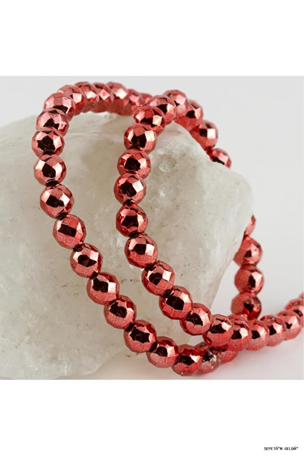 Spt-Gld 8 mm Faceted Hematite (54418) Stone Red