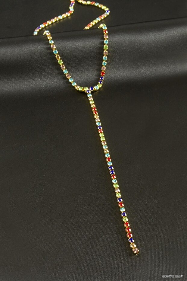 Spt-Gld Strip Stone Steel Y Necklace 2 (45454) mm Yellow