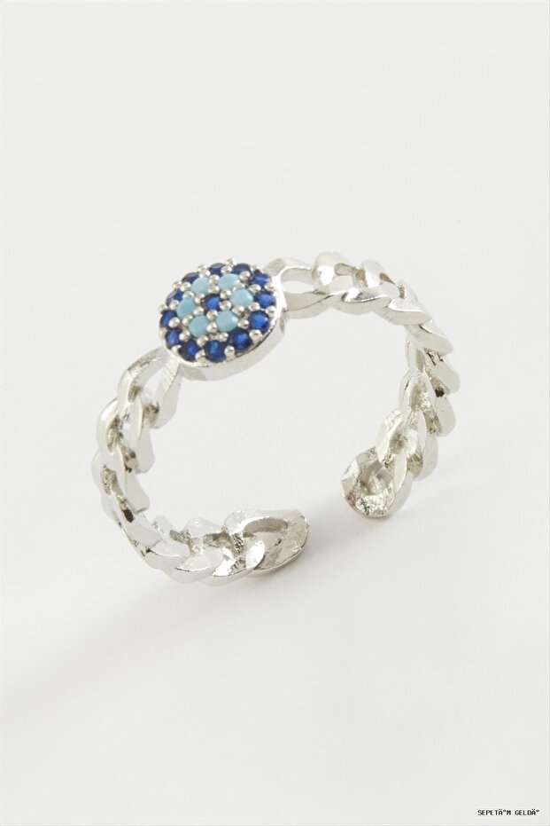 Spt-Gld Evil Eye Zircon Stone Ring (45654) Silver Color