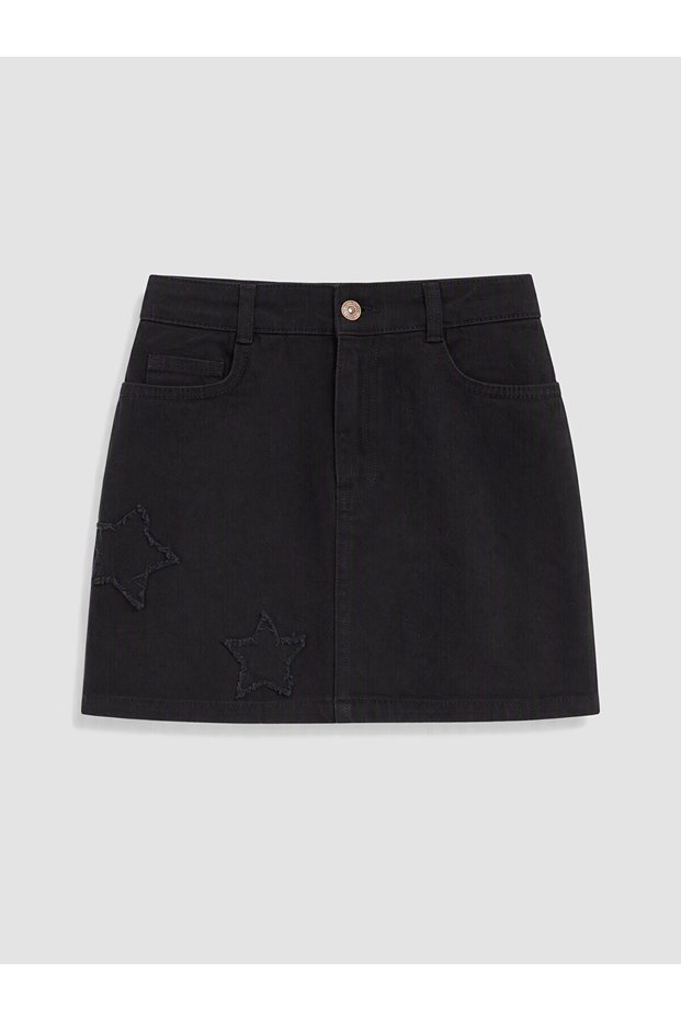 Two Mt Shop Quality Lcw Kids Black Star Embroidered Girls' Skirt