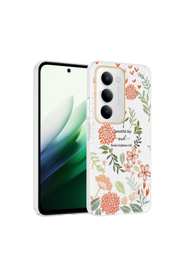 Xiaomi Redmi 15 Case with Flower and Bow Pattern Camera Raised Senk Premium
