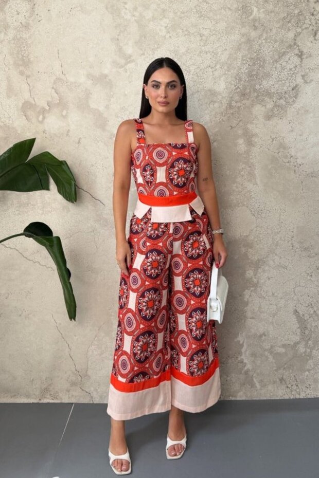 Beige Ethnic Pattern Double Set