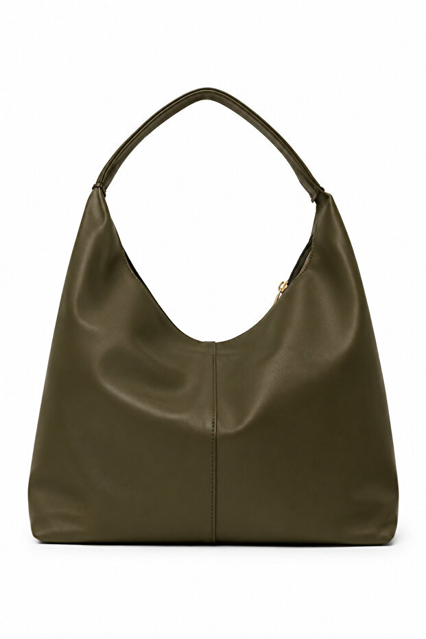 Women's Khaki Green Large Shoulder and Tote Bag - Large Volume