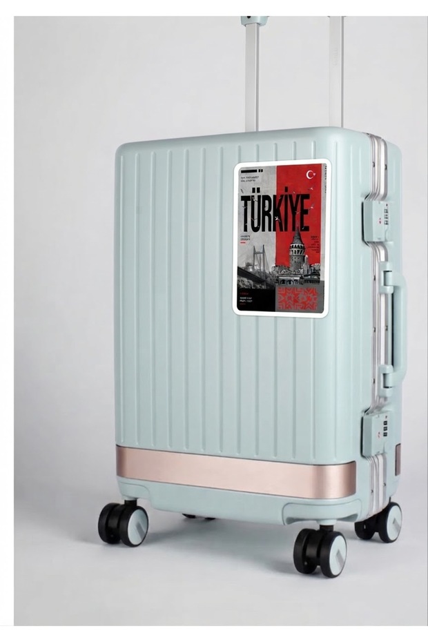 Istanbul and Galata Tower Themed 17X10 cm Decorative Waterproof Suitcase, Laptop and Water Bottle Sticker Label 17X10 cm