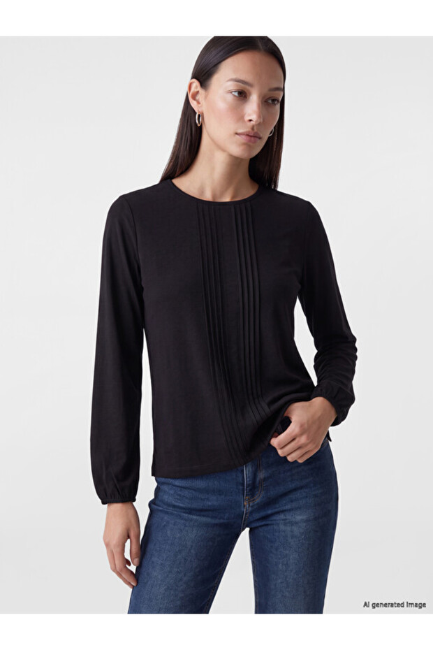 Esvab • Modern & Distinctive Zero Roba Collar Decorative Stitched Blouse