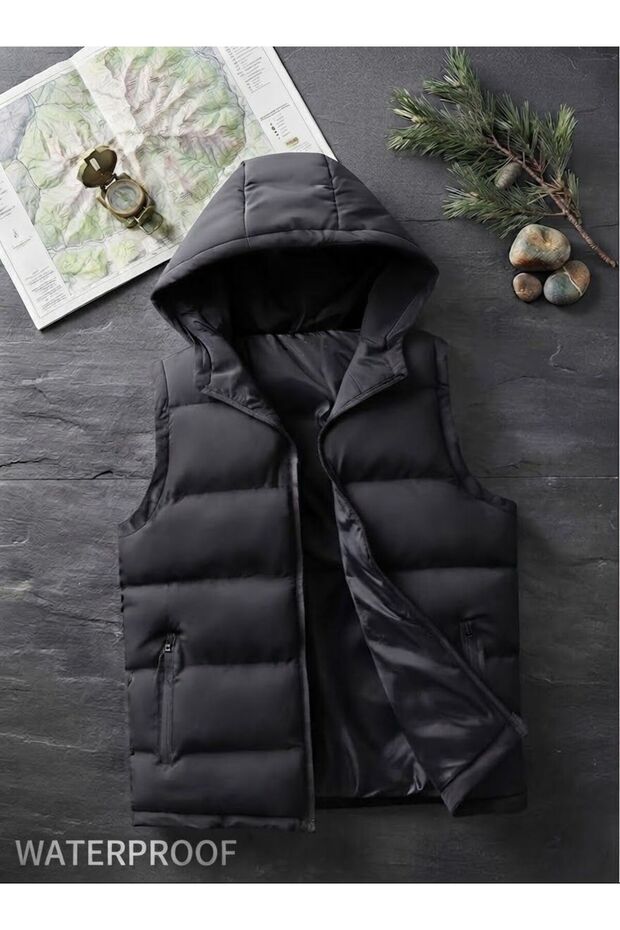 New Season Waterproof Hooded Black Inflatable Vest