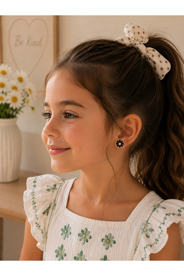Children's Earrings with Flower Figures