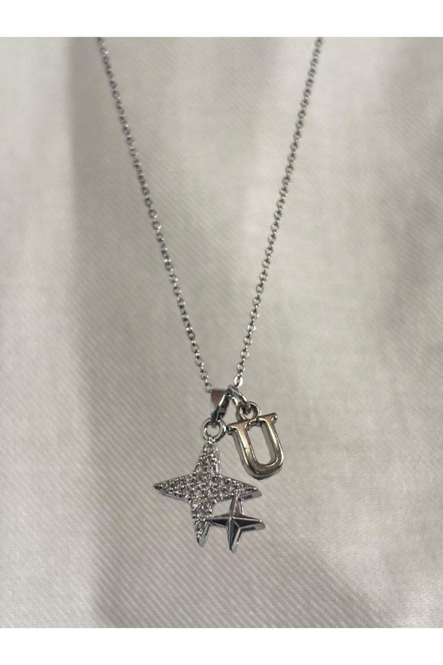 316L Steel Women's Necklace with U Letter with Polar Star
