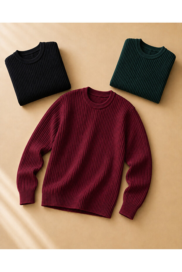 3-Piece Advantage Pack Men's Crew Neck Knitwear Sweater Set