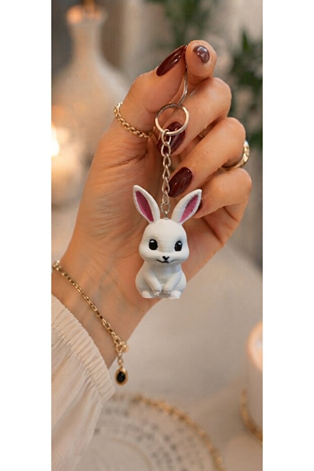 Keychains in Various Shapes – Flamingo, Rabbit, Cactus, Fox, Cup, Snowman, Black Cat, Purple Octopus, and Squirrel Patterns