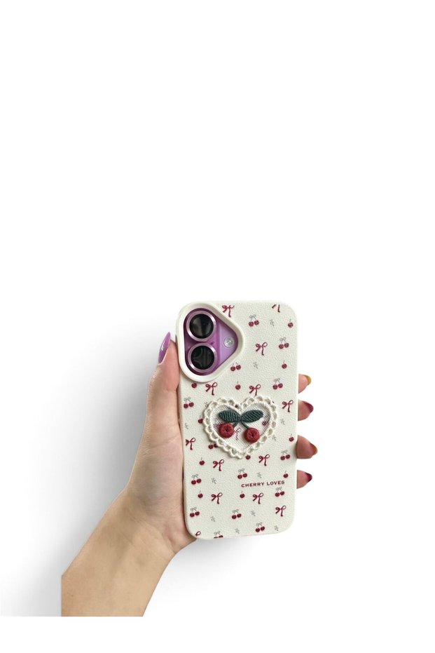 iPhone 17 Compatible Cherry Bow Pattern Phone Case