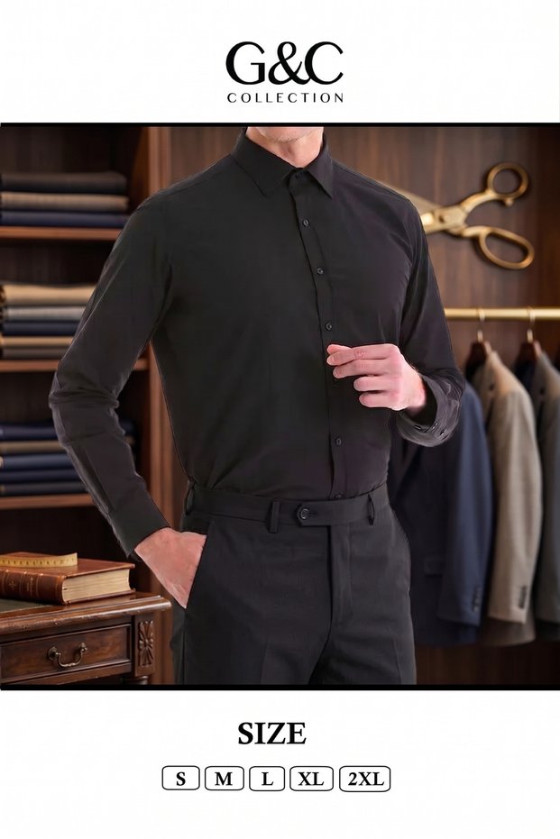 Slim Fit Black Men's Shirt