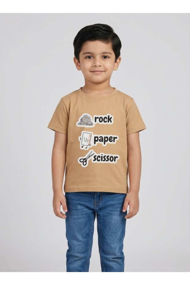 Unisex Rock Paper Scissors printed Casual T-Shirt