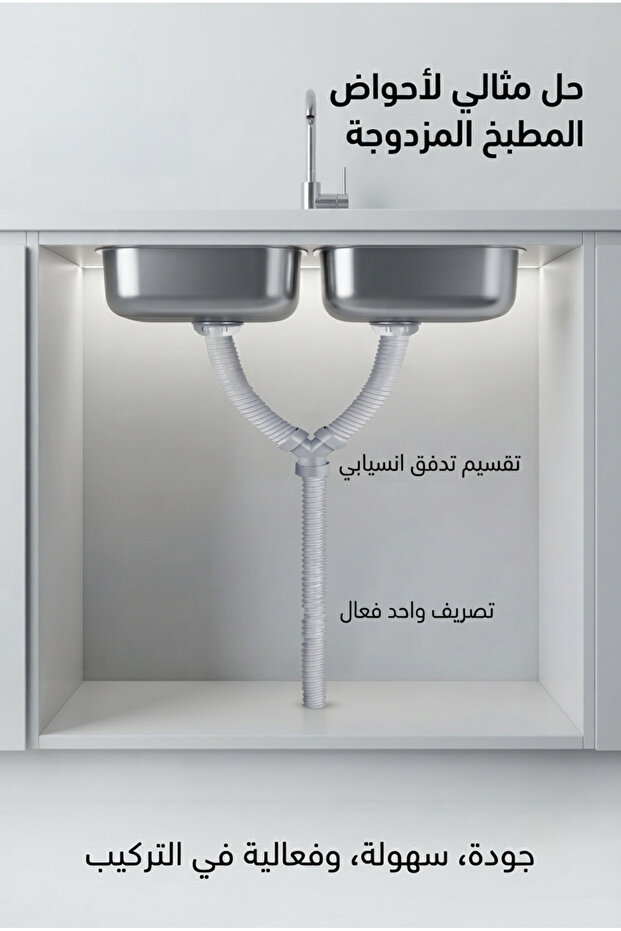 خرطوم تصريف حوض المطبخ للحوض المزدوج مقاس 1.5 بوصة