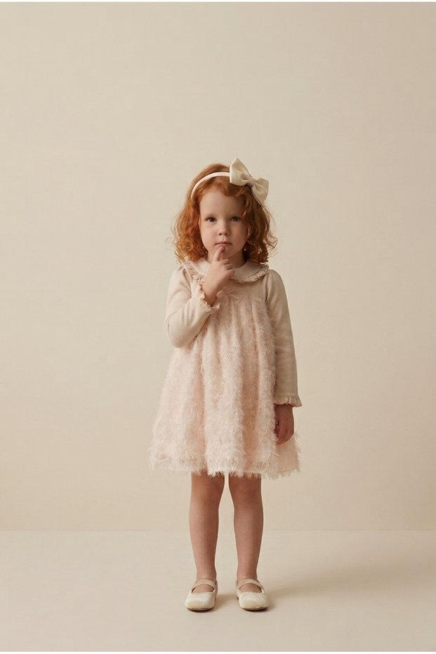 Baby Girl Beige Cotton Dress