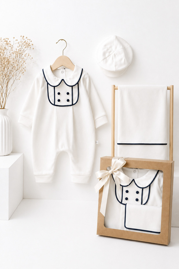 100% Cotton Newborn Hospital Release Set of 3 0-3 Months Baby Girl Gift Boxed Romper Hat Blanket