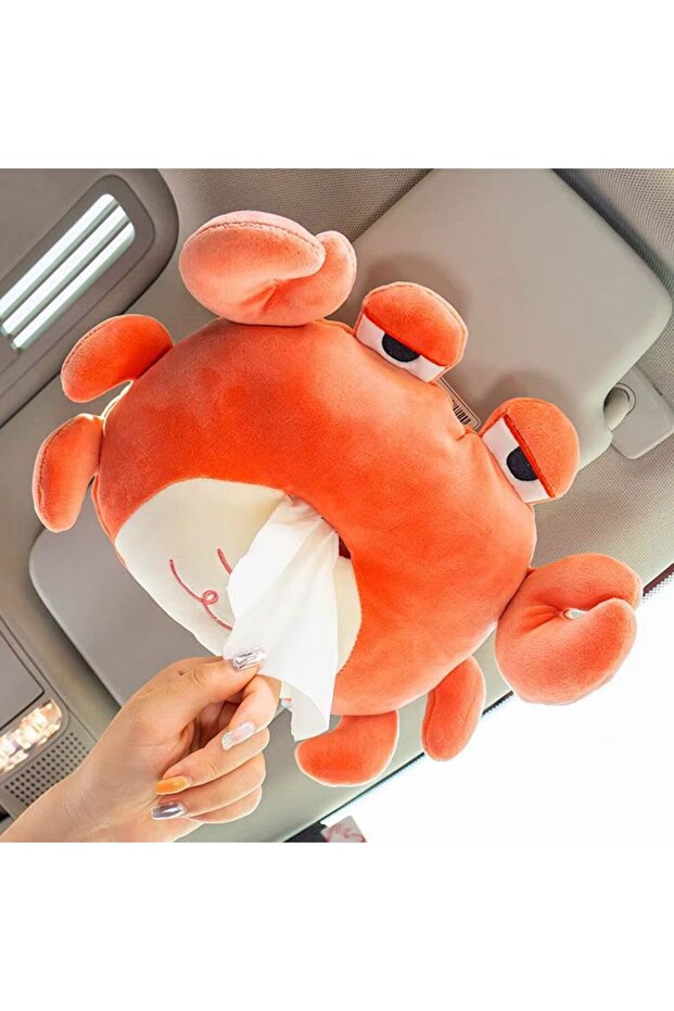Car Interior Hanging Crab Napkin Holder Wet Wipe Dispenser for Car Napkin Wet Wipe Box Crab Plush Accessory