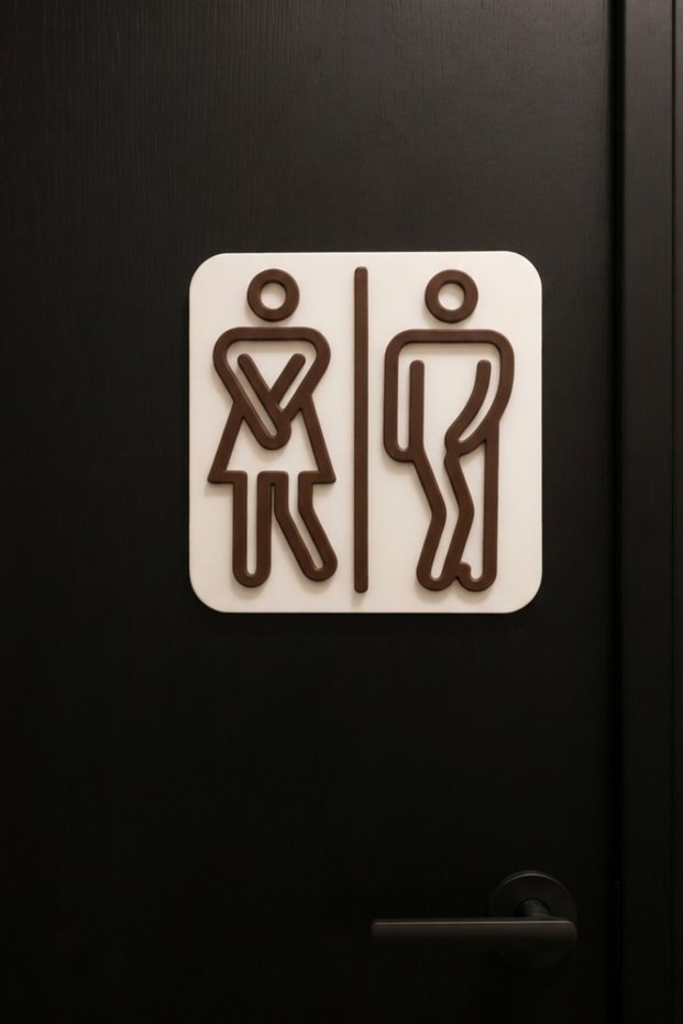 Modern Plastic Wc Sink Sign Self Adhesive Toilet Door Direction Sign 110X130 mm