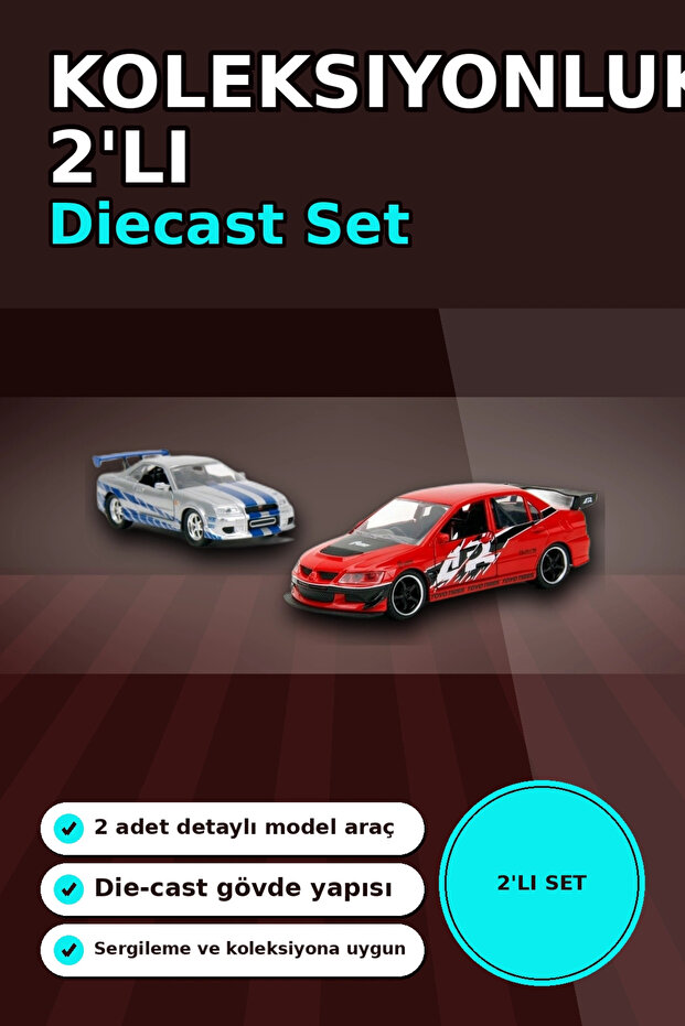 1:32 Diecast Metal 13 cm Car Model - 2006 Mitsubishi Lancer Ix and Nissan Skyline Gtr Bx-313395
