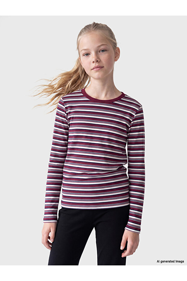 Esvab • Modern & Distinctive Zero Roba Collar Striped Girls' T-Shirt