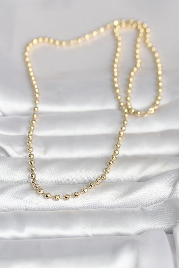 60cm Golden Brass Ball Chain Women's Necklace for Elegant Necks