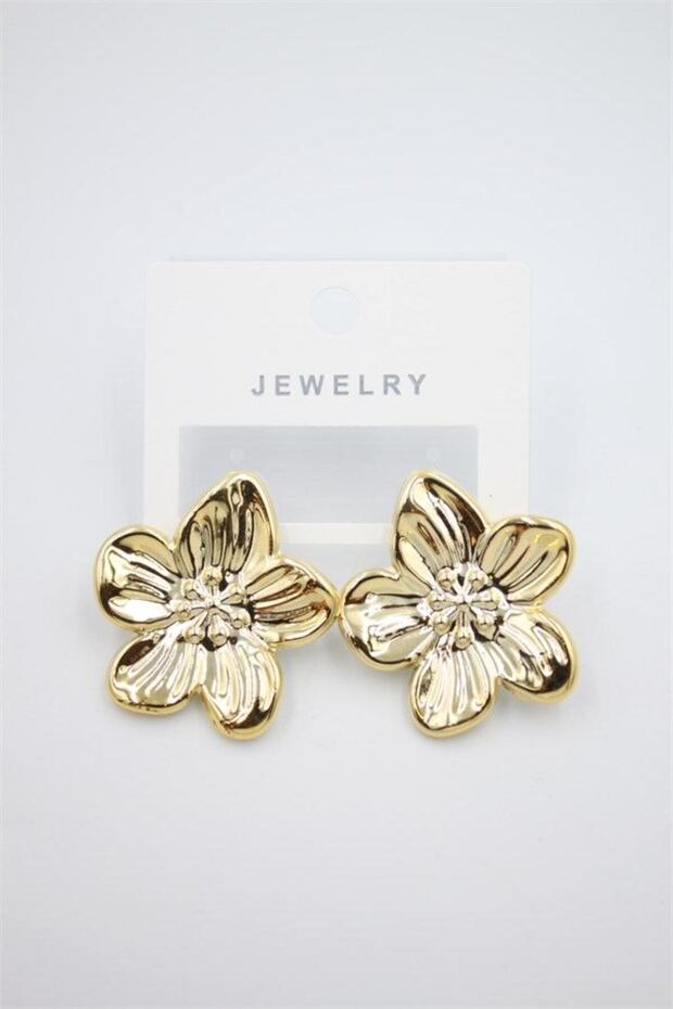 Glb-Stl41414 Flower Earrings - Gold