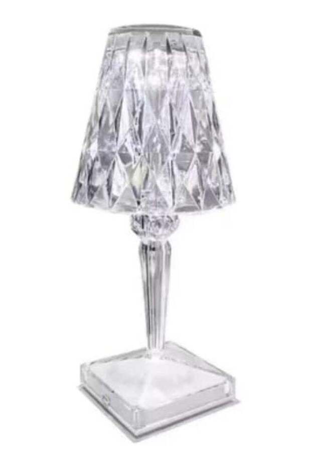 Crystal LED Table Lamp with USB Charging Port, Acrylic Touch Control Bedside Night Light